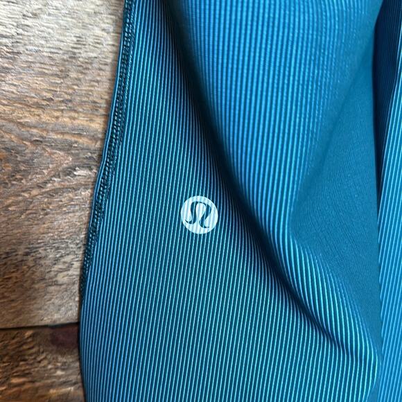 Lululemon Base Pace HR Tight 25" Two-Tone Ribbed Green Jasper/ Blue chill 14 NWT - Picture 6 of 10